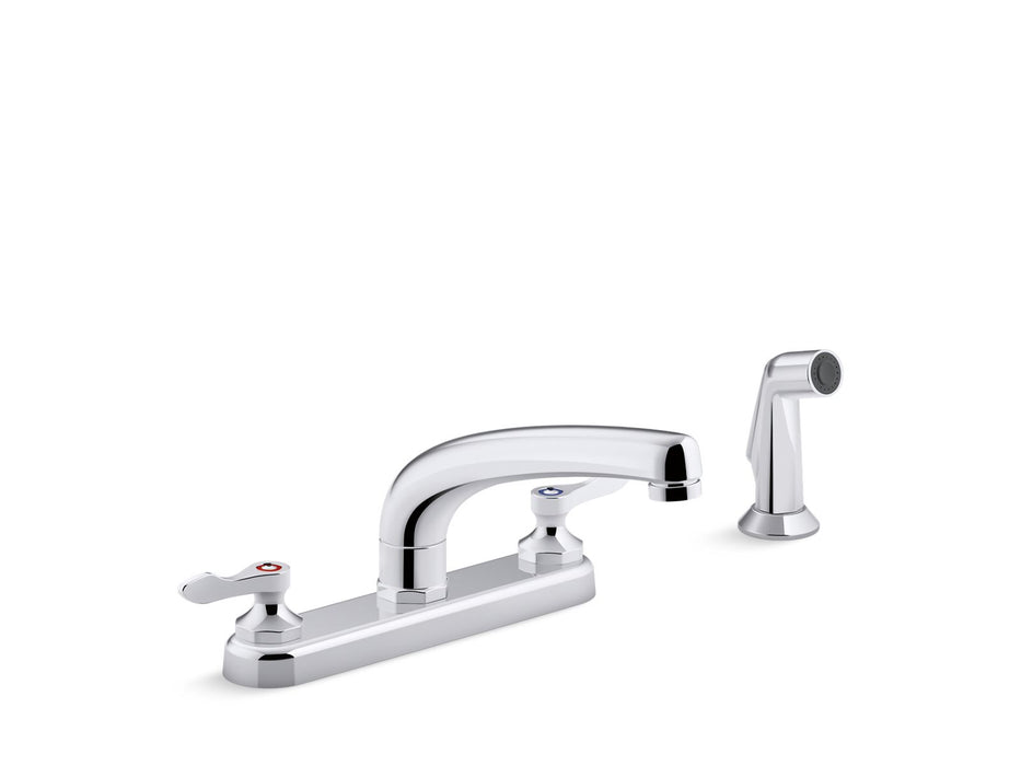KOHLER K-810T21-4AHA Triton 1.5 gpm kitchen sink faucet with 8-3/16" swing spout, matching finish sidespray, aerated flow and lever handles