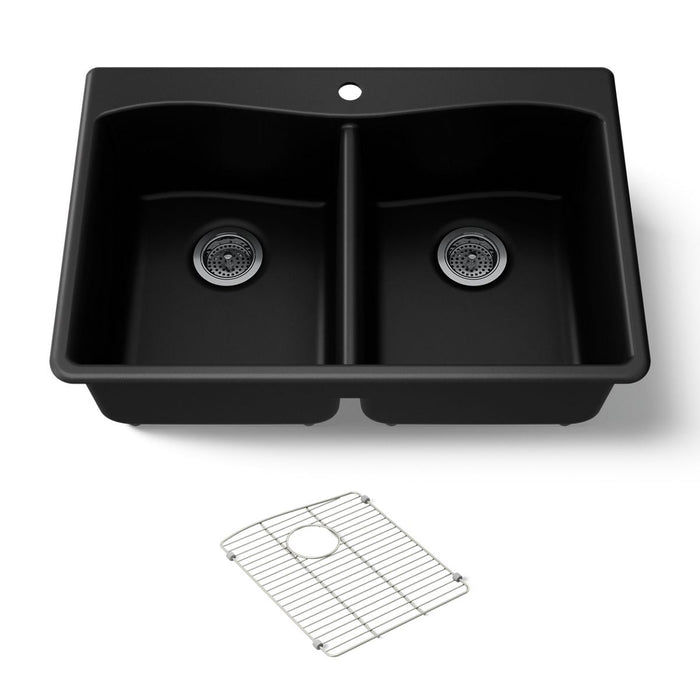 KOHLER K-8185-1 Kennon 33" top-/undermount double-bowl kitchen sink