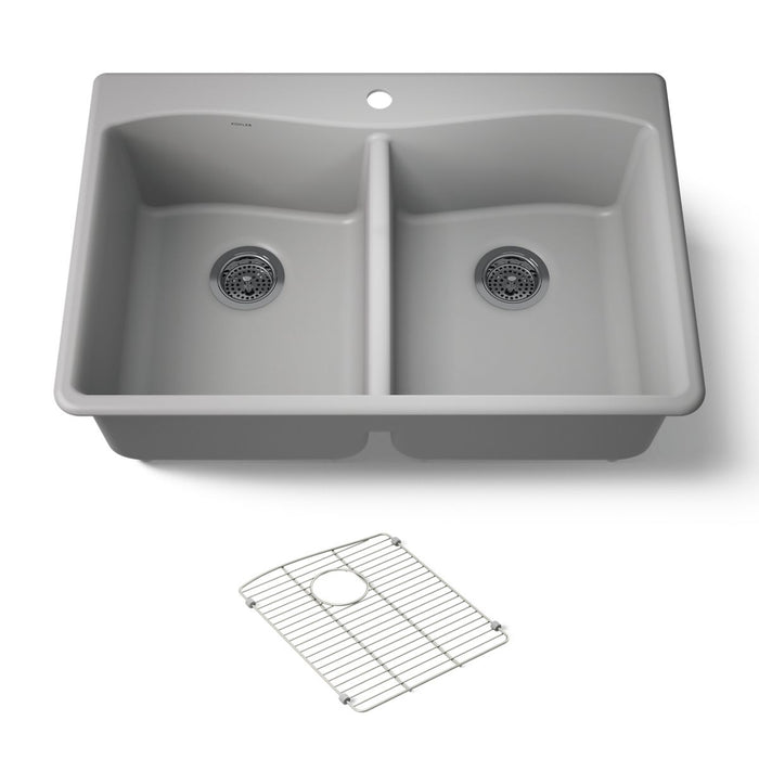 KOHLER K-8185-1 Kennon 33" top-/undermount double-bowl kitchen sink