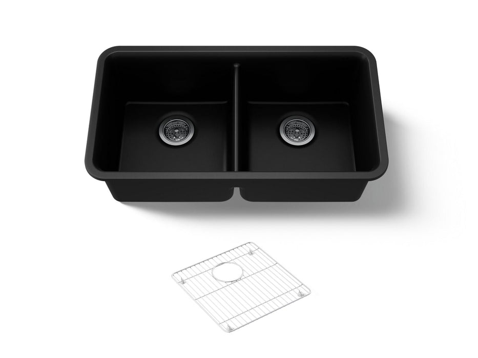 KOHLER K-8199 Cairn 33-1/2" undermount double-bowl kitchen sink