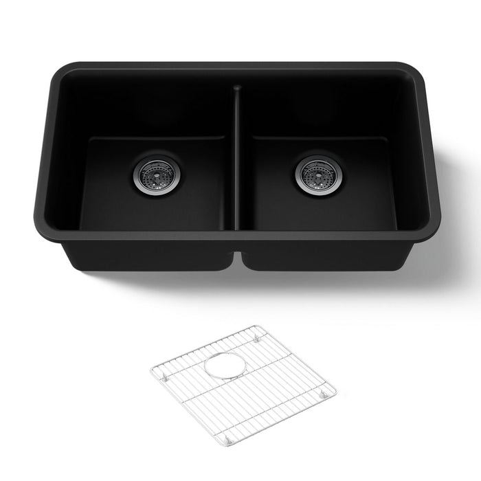KOHLER K-8199 Cairn 33-1/2" undermount double-bowl kitchen sink