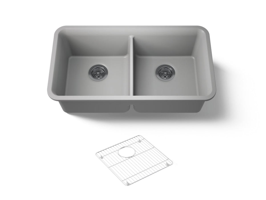 KOHLER K-8199 Cairn 33-1/2" undermount double-bowl kitchen sink