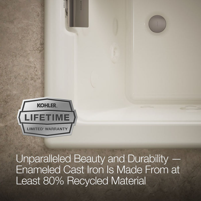KOHLER K-856-AH Tea-for-Two 66" x 36" drop-in Effervescence whirlpool bath