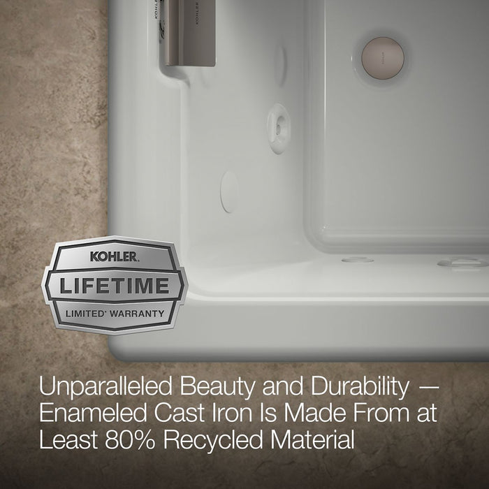KOHLER K-856-AH Tea-for-Two 66" x 36" drop-in Effervescence whirlpool bath