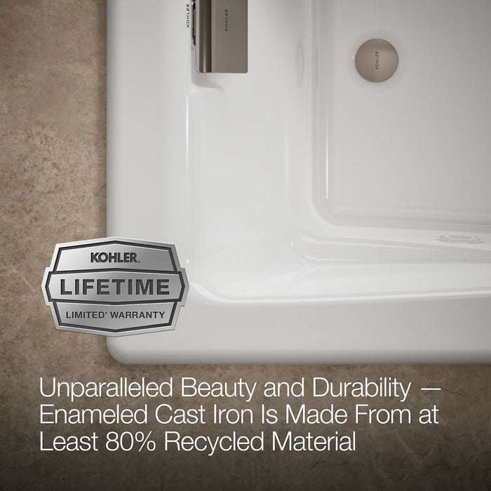 KOHLER K-865-JHB Tea-for-Two 71-3/4" x 36" drop-in/undermount whirlpool bath