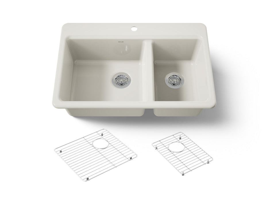 KOHLER K-8669-1A1 Riverby 33" top-mount double-bowl kitchen sink