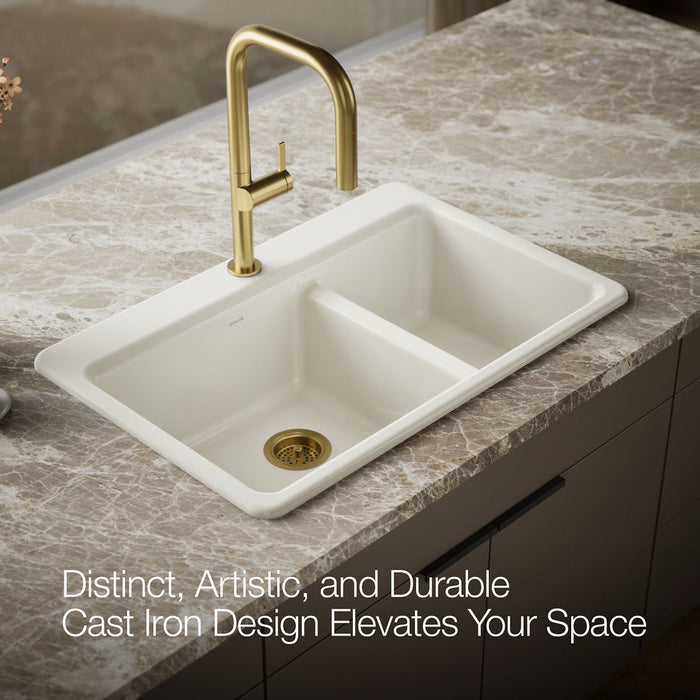 KOHLER K-8669-1A1 Riverby 33" top-mount double-bowl kitchen sink