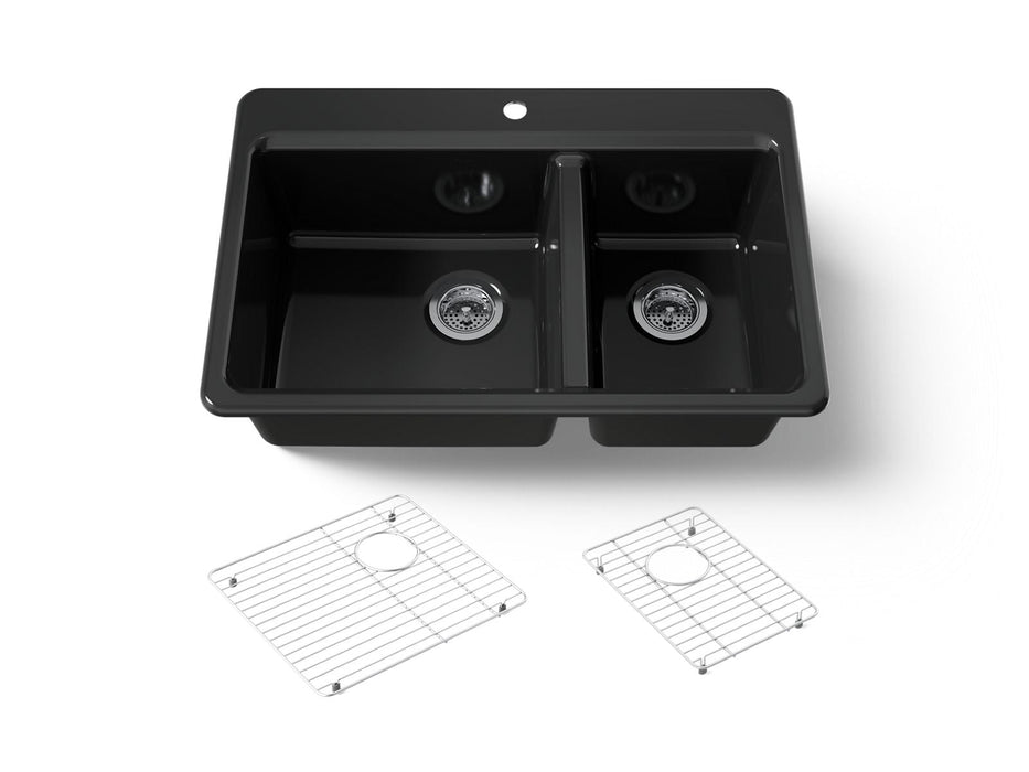 KOHLER K-8669-1A1 Riverby 33" top-mount double-bowl kitchen sink