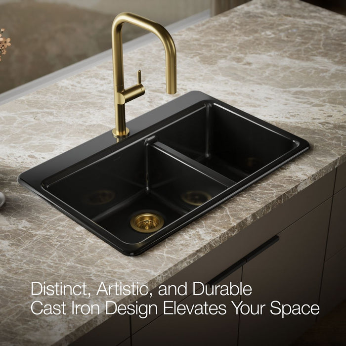KOHLER K-8669-1A1 Riverby 33" top-mount double-bowl kitchen sink