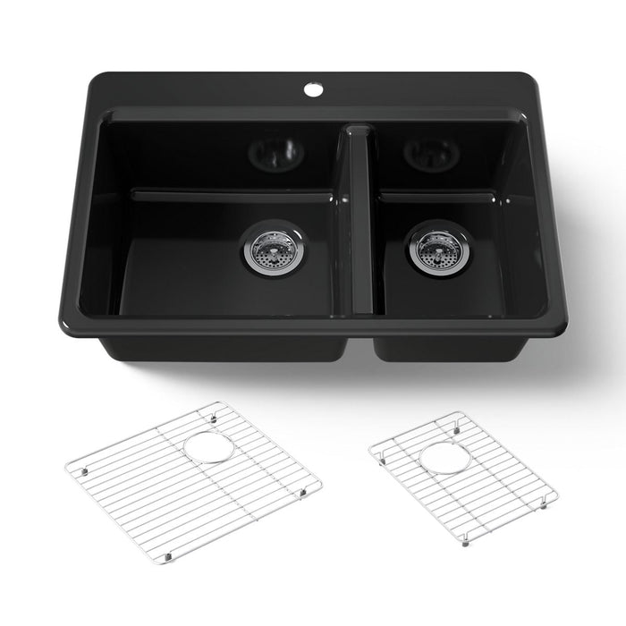 KOHLER K-8669-1A1 Riverby 33" top-mount double-bowl kitchen sink