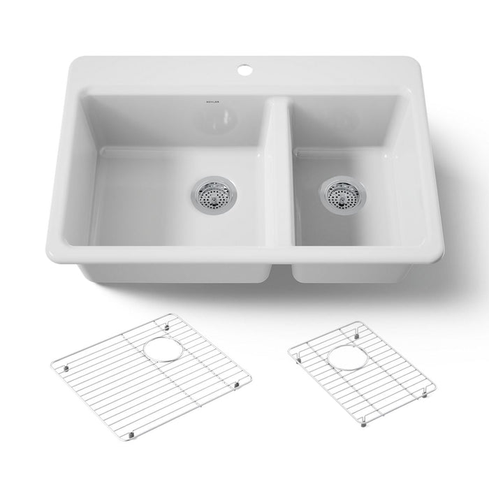 KOHLER K-8669-1A1 Riverby 33" top-mount double-bowl kitchen sink