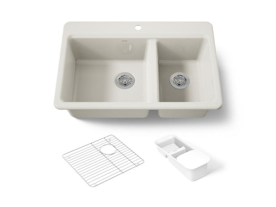 KOHLER K-8669-1A2 Riverby 33" top-mount double-bowl workstation kitchen sink