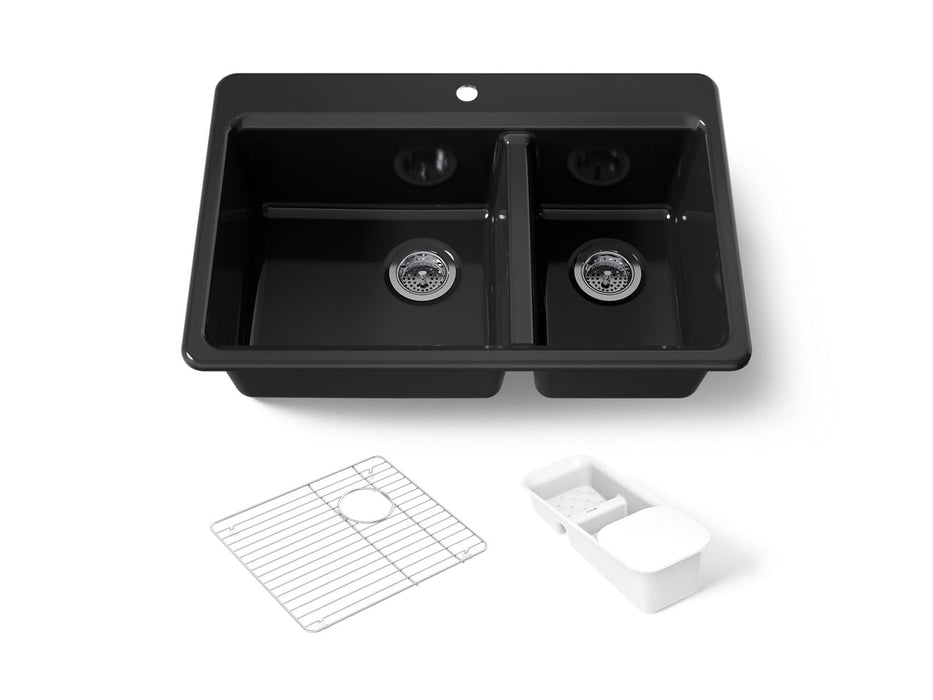 KOHLER K-8669-1A2 Riverby 33" top-mount double-bowl workstation kitchen sink