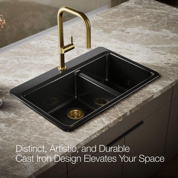 KOHLER K-8669-1A2 Riverby 33" top-mount double-bowl workstation kitchen sink