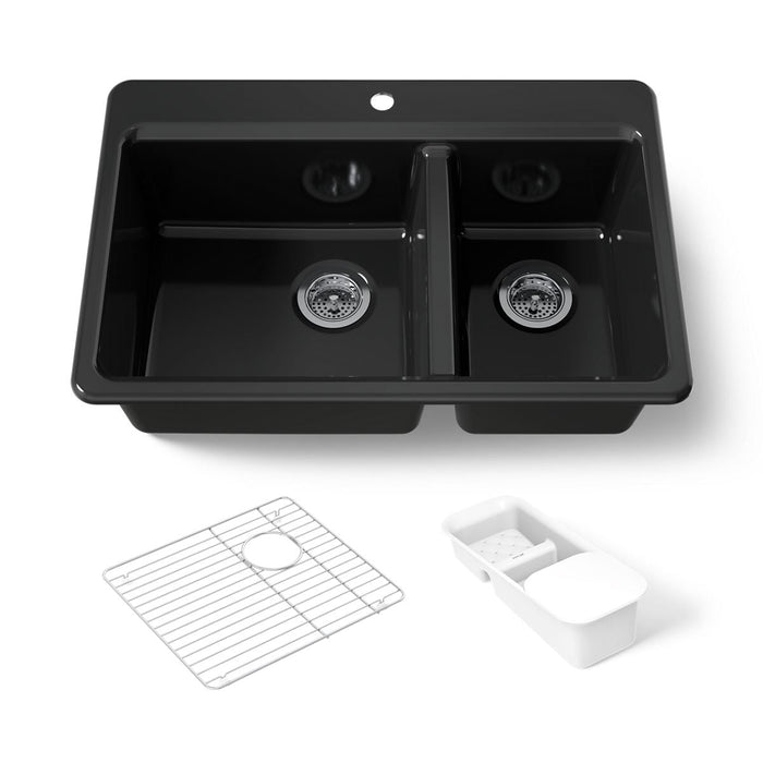 KOHLER K-8669-1A2 Riverby 33" top-mount double-bowl workstation kitchen sink