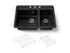 KOHLER K-8669-3A1 Riverby 33" top-mount double-bowl kitchen sink, black black