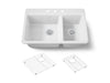 KOHLER K-8669-3A1 Riverby 33" top-mount double-bowl kitchen sink, white