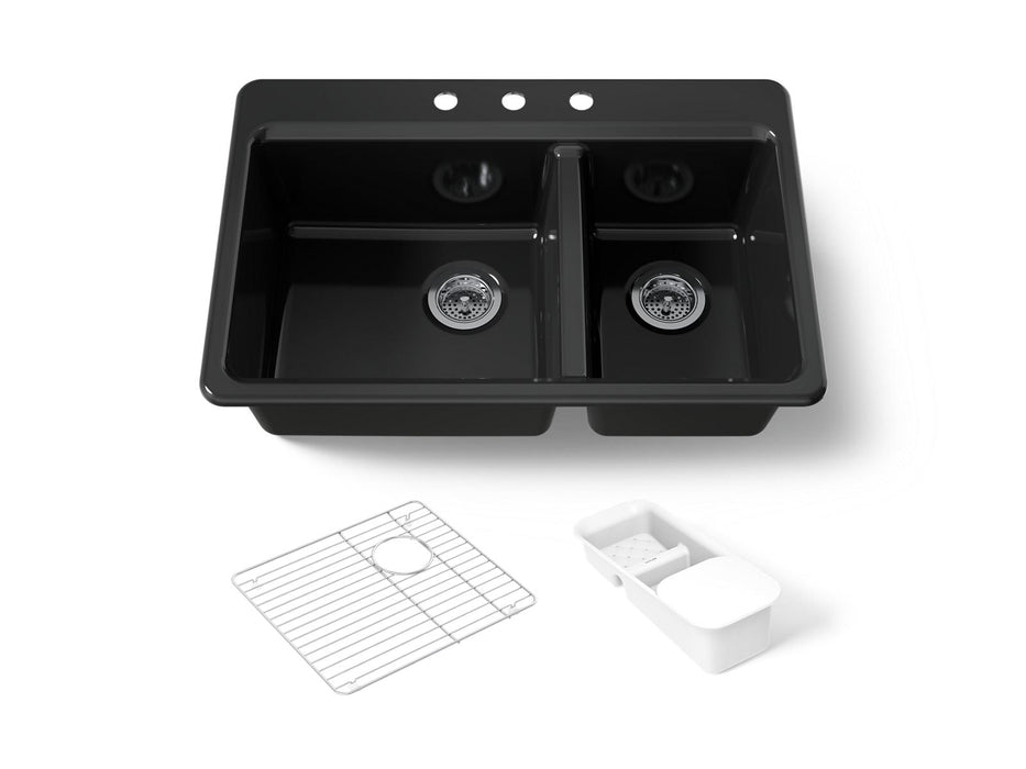 KOHLER K-8669-3A2 Riverby 33" top-mount double-bowl workstation kitchen sink