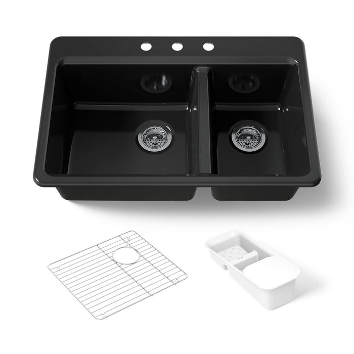 KOHLER K-8669-3A2 Riverby 33" top-mount double-bowl workstation kitchen sink