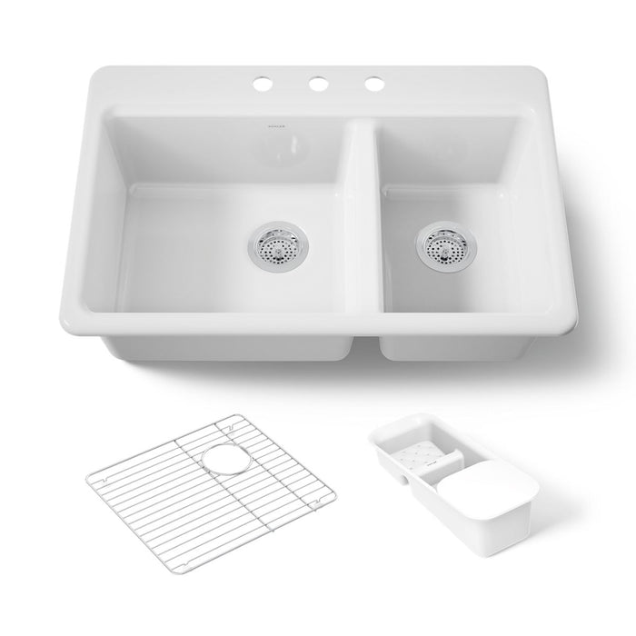 KOHLER K-8669-3A2 Riverby 33" top-mount double-bowl workstation kitchen sink