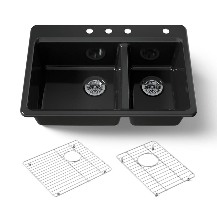 KOHLER K-8669-4A1 Riverby 33" top-mount double-bowl kitchen sink