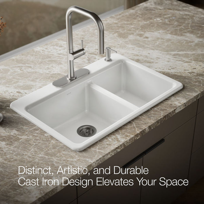 KOHLER K-8669-4A1 Riverby 33" top-mount double-bowl kitchen sink