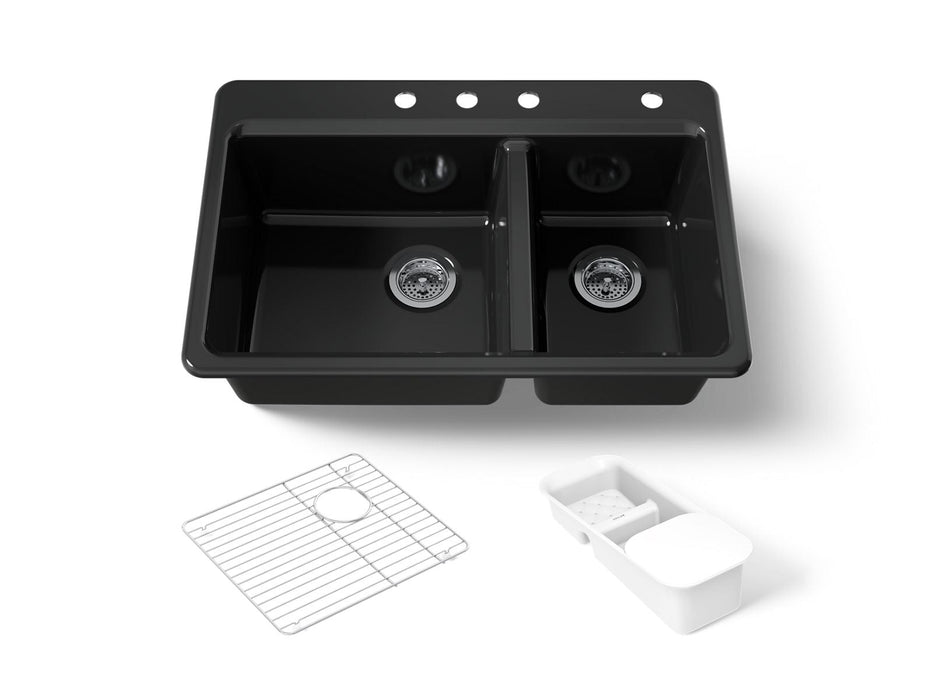 KOHLER K-8669-4A2 Riverby 33" top-mount double-bowl workstation kitchen sink