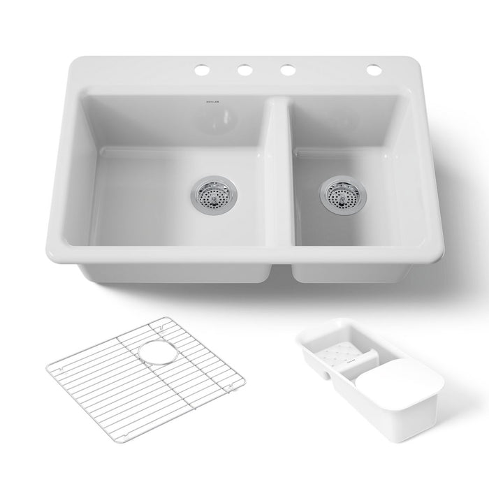 KOHLER K-8669-4A2 Riverby 33" top-mount double-bowl workstation kitchen sink