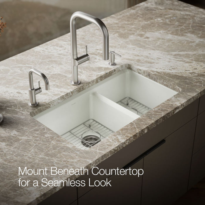 KOHLER K-8669-5UA1 Riverby 33" undermount double-bowl kitchen sink