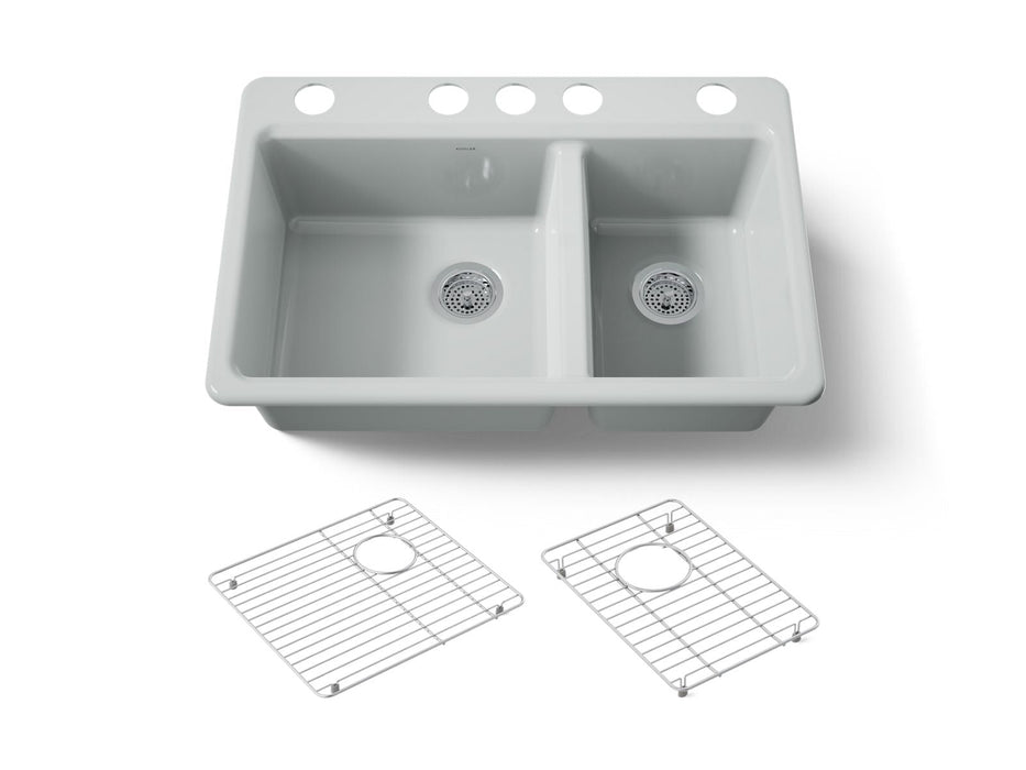 KOHLER K-8669-5UA1 Riverby 33" undermount double-bowl kitchen sink