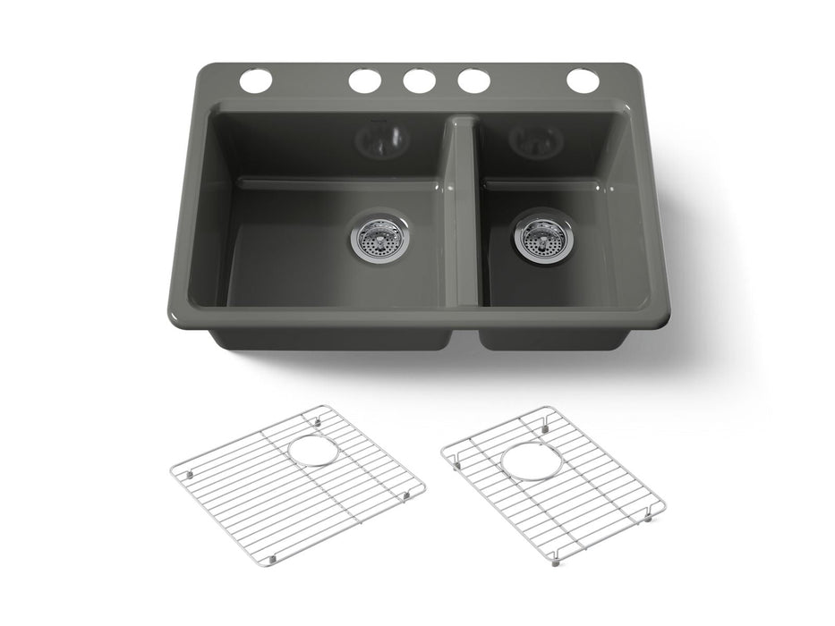 KOHLER K-8669-5UA1 Riverby 33" undermount double-bowl kitchen sink