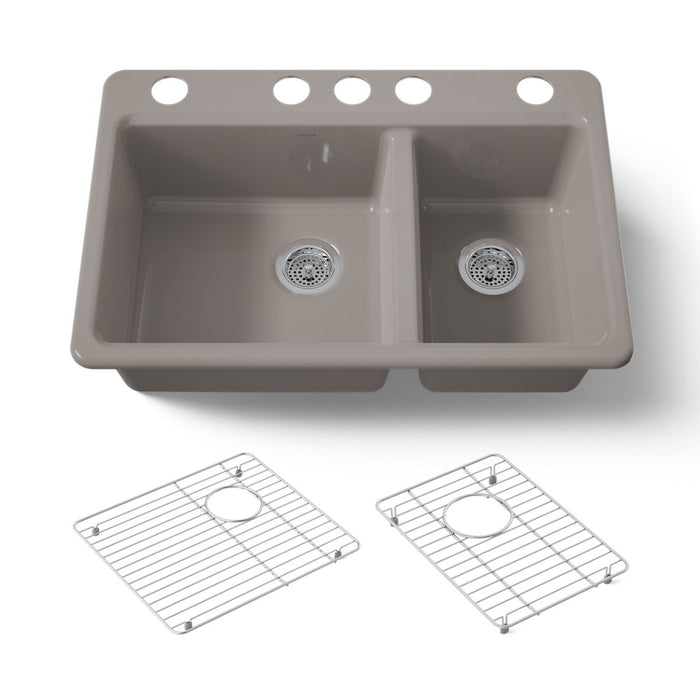 KOHLER K-8669-5UA1 Riverby 33" undermount double-bowl kitchen sink