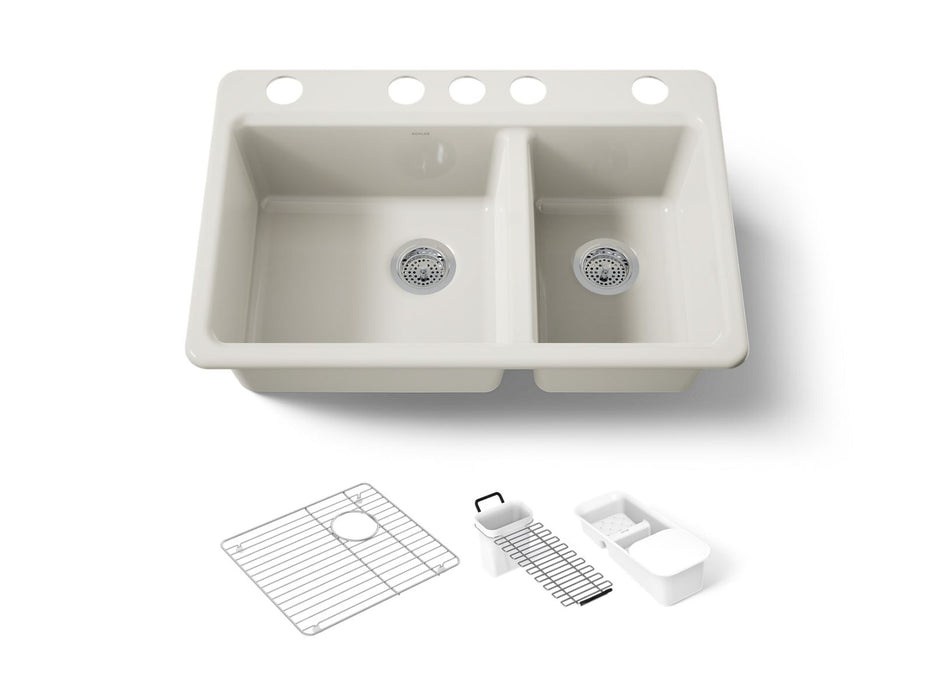 KOHLER K-8669-5UA3 Riverby 33" undermount double-bowl workstation kitchen sink