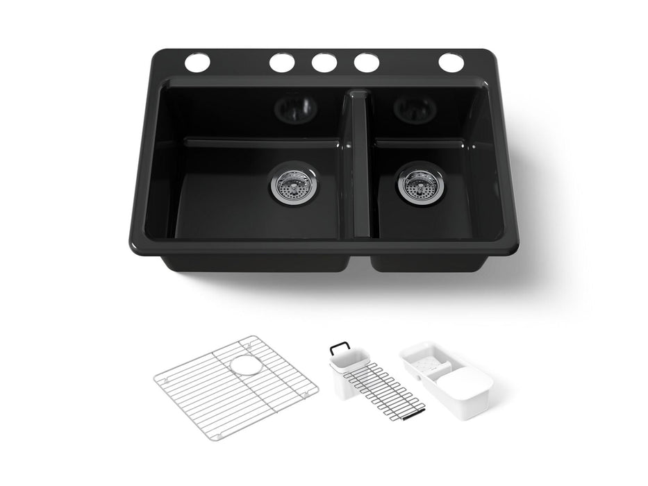 KOHLER K-8669-5UA3 Riverby 33" undermount double-bowl workstation kitchen sink