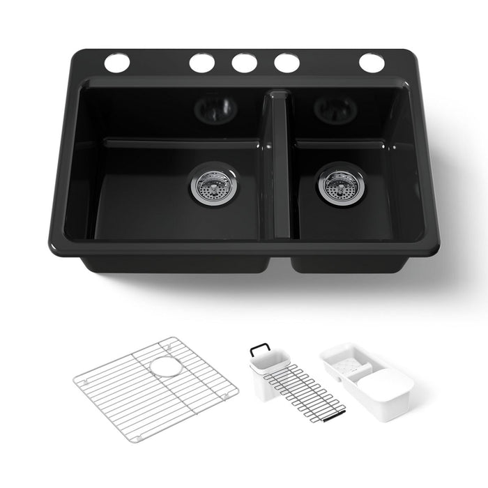KOHLER K-8669-5UA3 Riverby 33" undermount double-bowl workstation kitchen sink