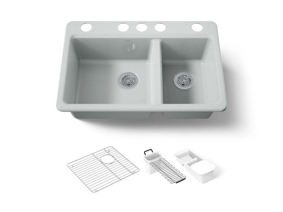KOHLER K-8669-5UA3 Riverby 33" undermount double-bowl workstation kitchen sink