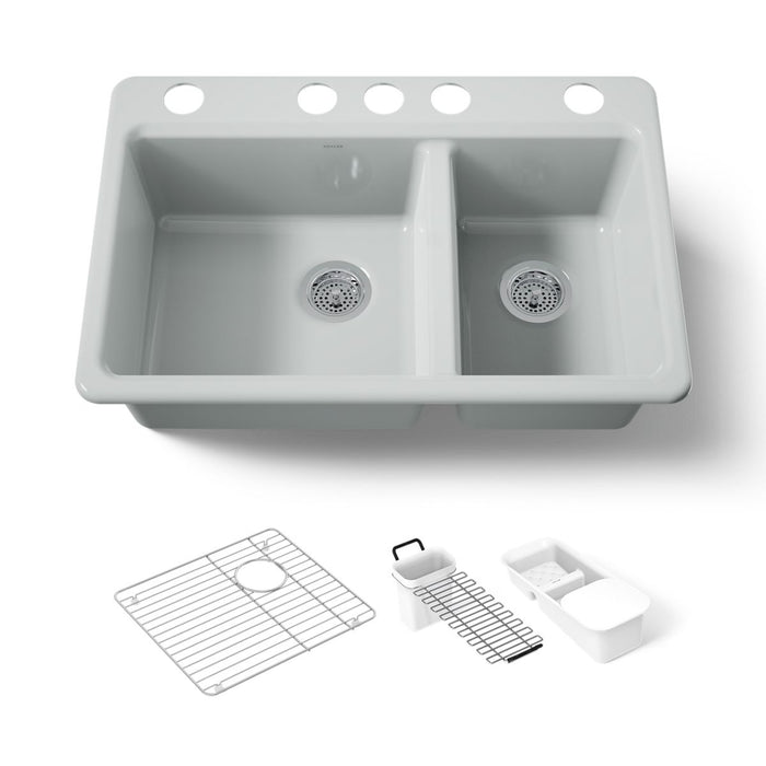 KOHLER K-8669-5UA3 Riverby 33" undermount double-bowl workstation kitchen sink