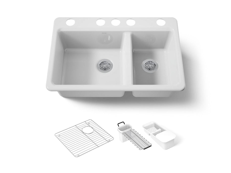 KOHLER K-8669-5UA3 Riverby 33" undermount double-bowl workstation kitchen sink