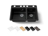 KOHLER K-8669-5UPC Riverby 33" undermount double-bowl workstation kitchen sink, black black