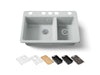 KOHLER K-8669-5UPC Riverby 33" undermount double-bowl workstation kitchen sink, ice grey
