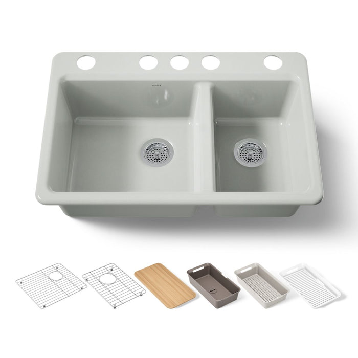 KOHLER K-8669-5UPC Riverby 33" undermount double-bowl workstation kitchen sink
