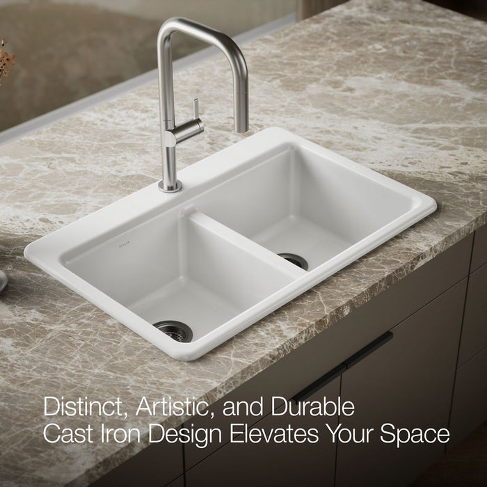 KOHLER K-8679-1A1 Riverby 33" top-mount double-bowl kitchen sink