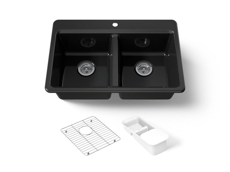 KOHLER K-8679-1A2 Riverby 33" top-mount double-bowl workstation kitchen sink