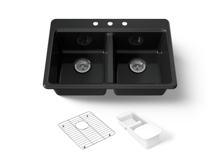 KOHLER K-8679-3A2 Riverby 33" top-mount double-bowl workstation kitchen sink