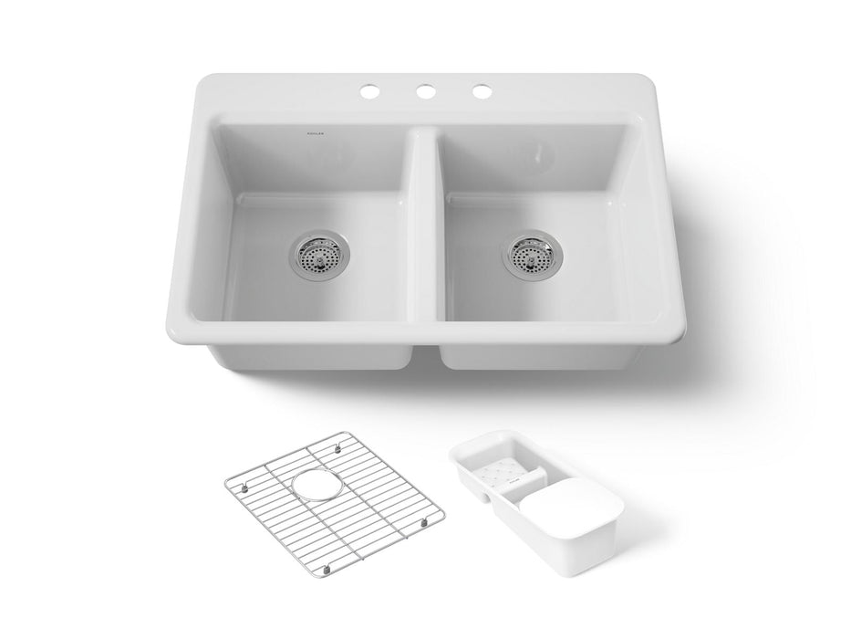 KOHLER K-8679-3A2 Riverby 33" top-mount double-bowl workstation kitchen sink