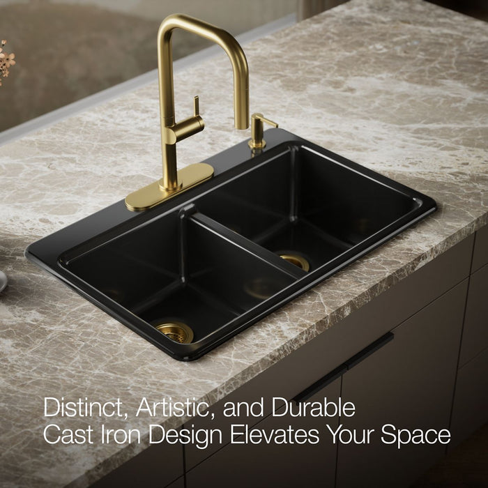 KOHLER K-8679-4A1 Riverby 33" top-mount double-bowl kitchen sink