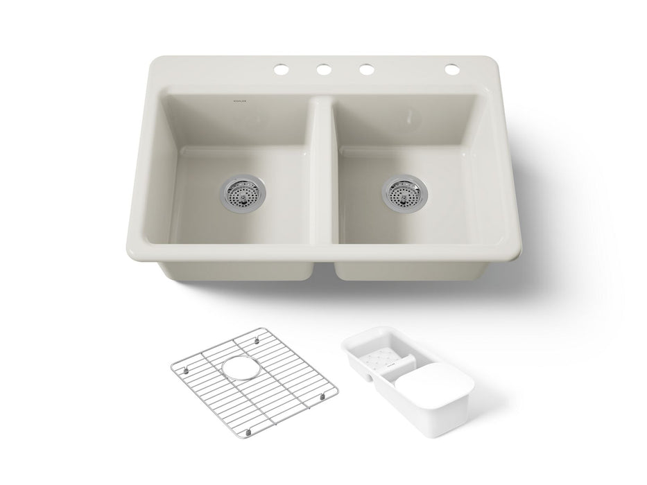KOHLER K-8679-4A2 Riverby 33" top-mount double-bowl workstation kitchen sink