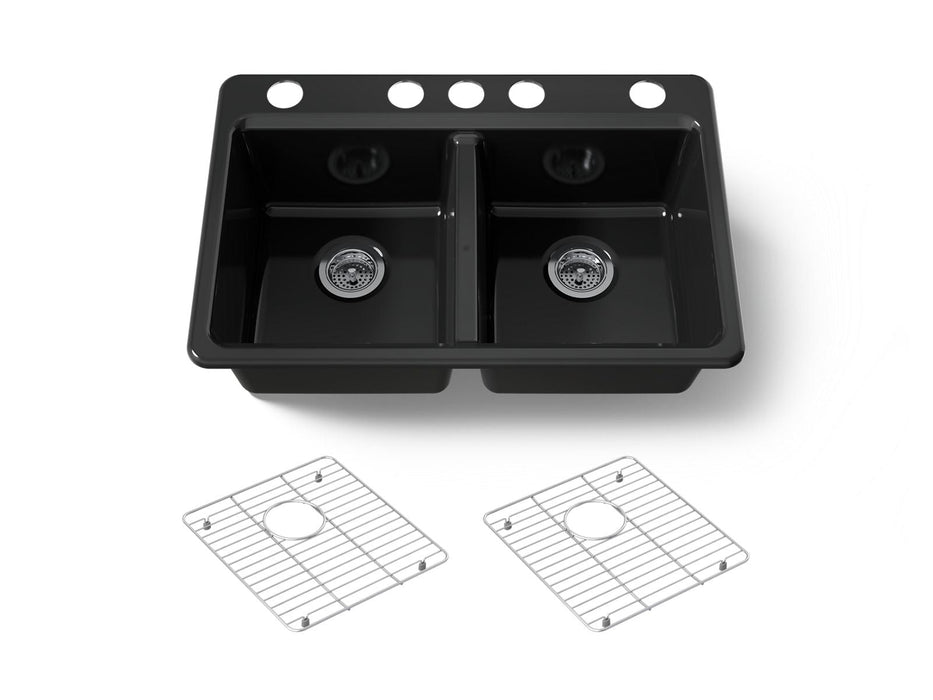 KOHLER K-8679-5UA1 Riverby 33" undermount double-bowl kitchen sink