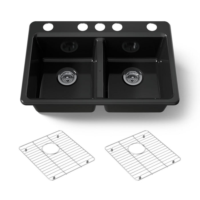 KOHLER K-8679-5UA1 Riverby 33" undermount double-bowl kitchen sink