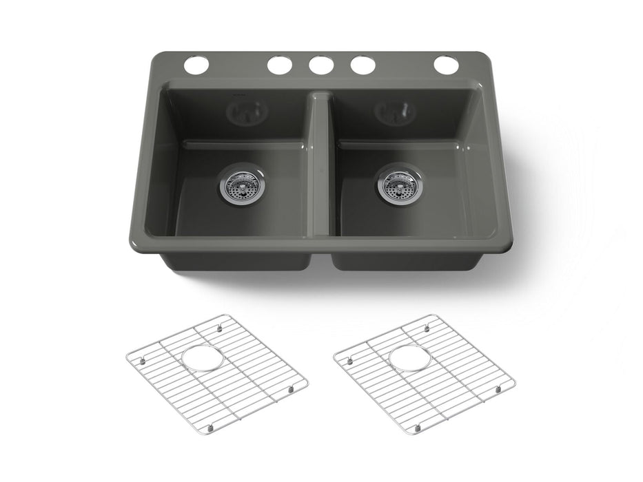 KOHLER K-8679-5UA1 Riverby 33" undermount double-bowl kitchen sink